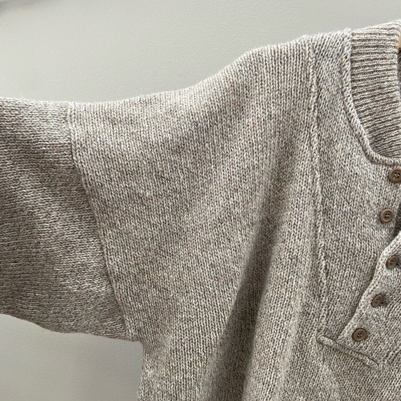 Vintage 90s Earth Tone Drop Shoulder Chunky Knit Button VNeckline Sweater - Picture 4 of 4